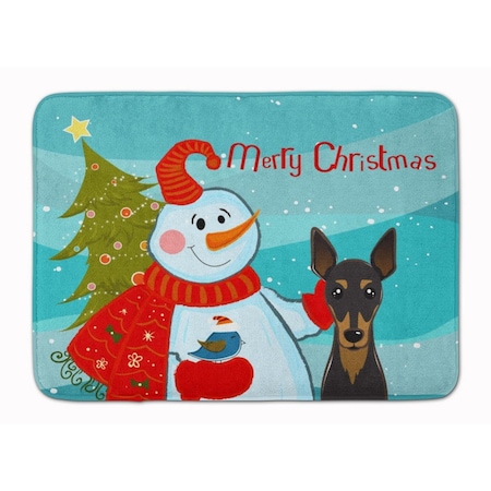 Carolines Treasures Snowman with Min Pin Machine Washable Memory Foam Mat BB1860RUG